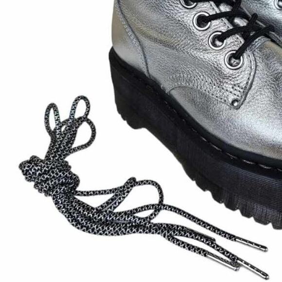 Dr. Martens Jadon MAX Platform Boots Metallic Silver Pebbled Leather Size 6 RARE - Picture 7 of 15